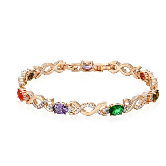 Tennis Bracelet | CZ Stone Wristband | 18K Gold Plated Luxury Jewelry - Picture 4 of 14